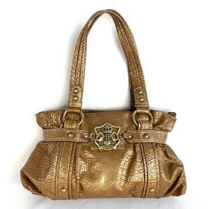 Vintage Y2K Kathy Van Zeeland Shopper Bag Bronze Distressed Nappa Old Money NWOT